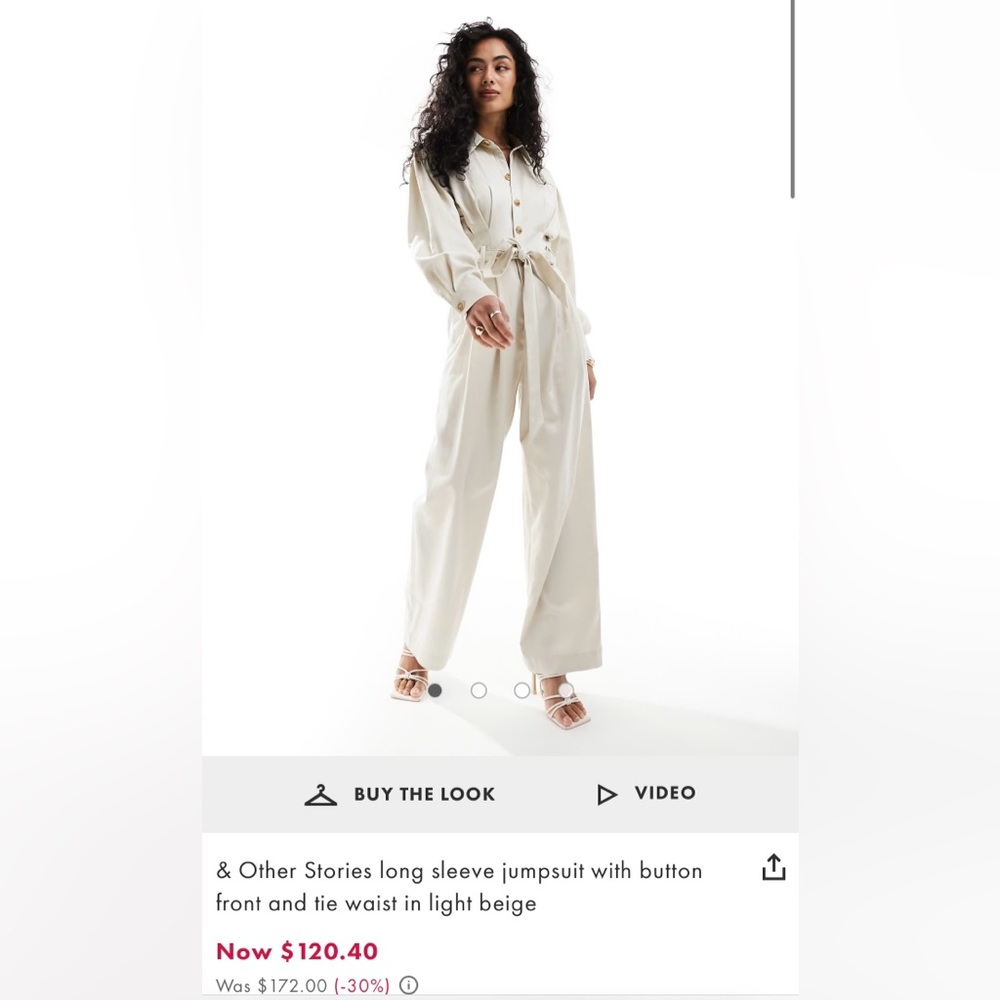& Other Stories Cream Wide-Leg Jumpsuit